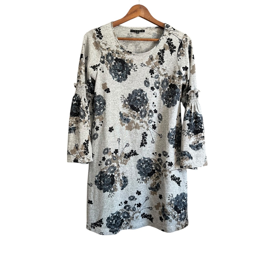 Tiana B Floral Print Knit Dress Women's Smocked‎ Ruffle Sleeve Casual Comfy